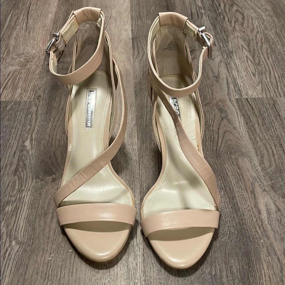 BCBGeneration Cream Heels with Ankle Strap